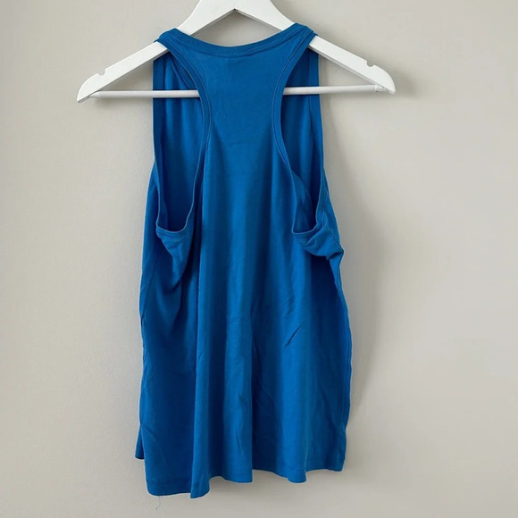Nike Blue Tank Top Workout Run Running Swoosh Cotton Racerback Sleeveless Medium - Picture 5 of 5